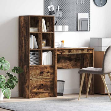 vidaXL Bureau Gerookt eiken 115,5 x 40 x 127 cm 2 st, Huis en Inrichting, Bureaus, Verzenden, Nieuw