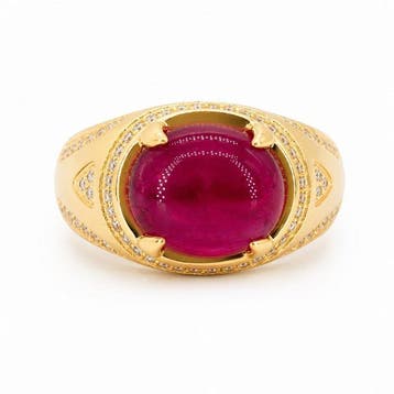 Zonder minimumprijs - Ring Verguld Robijn - Diamant - 18k, Nieuw