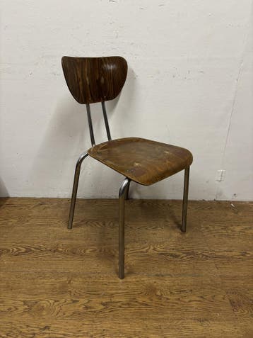 Gebruikte Schoolstoel - S4063 Vintage/Café, Huis en Inrichting, Stoelen, Ophalen, Nieuw