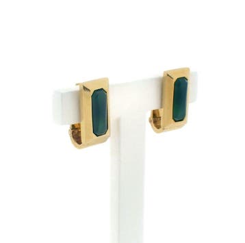 Gouden oorbellen met jade, Gebruikt, Ophalen of Verzenden, Met edelsteen, Goud