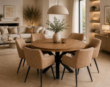 Lars Deal 150cm + 6x Vermont light brown, Ophalen of Verzenden, Nieuw