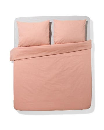 HEMA Dekbedovertrek 240x200/220cm chambray oranjerood, Verzenden, Nieuw