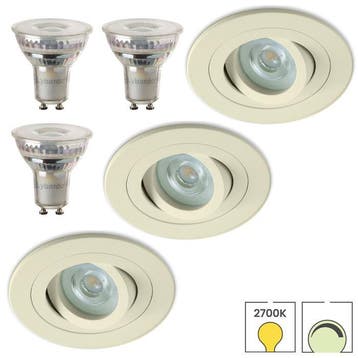 Set van 3 inbouwspots Veneto beige + LED spots GU10 Lybardo, Huis en Inrichting, Verzenden, Nieuw, Overige typen
