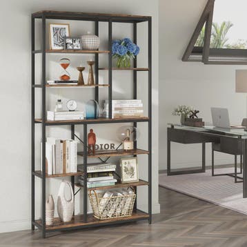 Industriële Boekenkast 79 Inch - 9 Lagen, 10 Vakken Open Opb, Verzenden, Nieuw