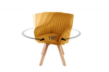 Draaibare design stoel LIVORNO mosterdgeel fluweel, Huis en Inrichting, Stoelen, Ophalen of Verzenden, Nieuw