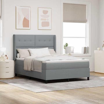vidaXL Boxspringbed met kussen Lichtgrijs 190 x 140 cm Stof, Verzenden, Nieuw, Stof