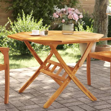 vidaXL Tuintafel inklapbaar Ø110x75 cm massief acaciahout, Verzenden, Nieuw, Hout
