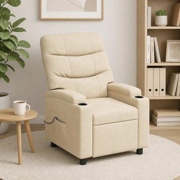 vidaXL Massage-relaxstoel Crèmekleurig 75 x 93 x 102 cm Stof, Verzenden, Nieuw