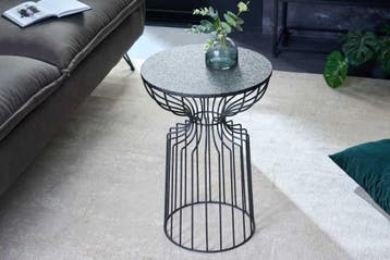 Ronde bijzettafel VARIATION 55cm zwart ijzeren metalen frame, Huis en Inrichting, Tafels | Sidetables, Ophalen of Verzenden, Nieuw