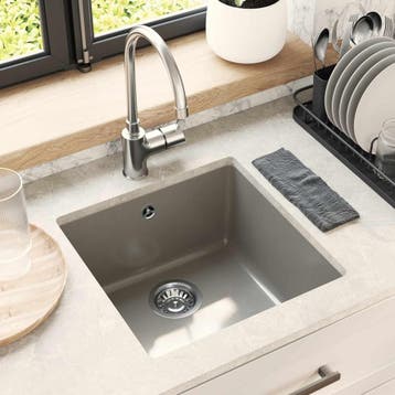 vidaXL Wasbak 80% Kwarts en 20% Hars 430 x 460 mm Grijs, Verzenden, Nieuw