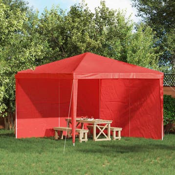 vidaXL Party Tent Zijwand 2 st 300 x 195 cm Rood PE en staal, Verzenden, Nieuw