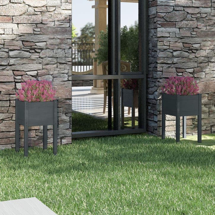 vidaXL Plantenbakken 2 st 40x40x70 cm massief grenenhout, Tuin en Terras, Bloembakken en Plantenbakken, Minder dan 60 cm, Nieuw