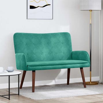 vidaXL 2-Zits Sofa Turquoise 115 x 61 x 87 cm Fluweel (V), Verzenden, Minder dan 150 cm, Stof, Nieuw