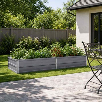 vidaXL Verhoogd Tuinbed Grijs 160 x 80 x 24 cm koudgewalst, Minder dan 30 cm, Verzenden, Nieuw, Metaal