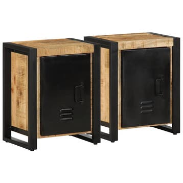 vidaXL Nachtkastjes 2 st massief ruw mangohout, Minder dan 45 cm, Verzenden, Nieuw, Minder dan 55 cm