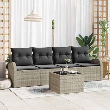 vidaXL Tuin Sofa Set 5 st 4-Aantal zitplaatsen, Verzenden, Nieuw, Rotan, 5 zitplaatsen