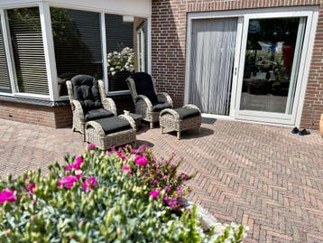 Naturel relax lounge tuinstoel - olefin black, Ophalen of Verzenden, Nieuw