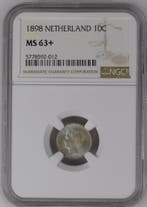 Koningin Wilhelmina 10 cent 1898 NGC MS63+ gecertificeerd, Verzenden, Zilver, 10 cent, Koningin Wilhelmina