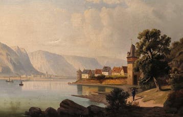 R.Jansen (1867) - Lake Landscape with Castle