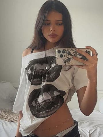 Dames T-shirt met Streetwear Hip Hop Mondprint - Losse Pasvo, Kleding | Dames, Verzenden, Nieuw