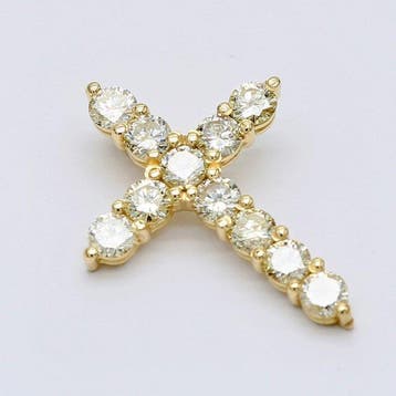Kruishanger - 14 karaat Geel goud - 1.23ct. tw. Diamant