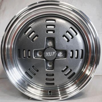 15 inch 4x100 YKW Wheels Y5206 - Full Grey Machined Lip, Ophalen of Verzenden, Nieuw, 15 inch, Velg(en)
