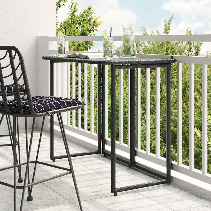 vidaXL Tuintafel inklapbaar 90x51x75 cm poly rattan zwart, Tuin en Terras, Tuintafels, Nieuw, Verzenden