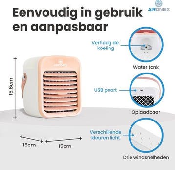 2dekans | Aironex Draagbare Aircooler – Draadloos – Met, Witgoed en Apparatuur, Ophalen of Verzenden, Zo goed als nieuw
