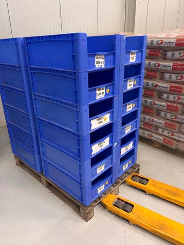 Blauwe Magazijnbakken - 60 x 40 x 20 cm - Afname per stuk, Ophalen