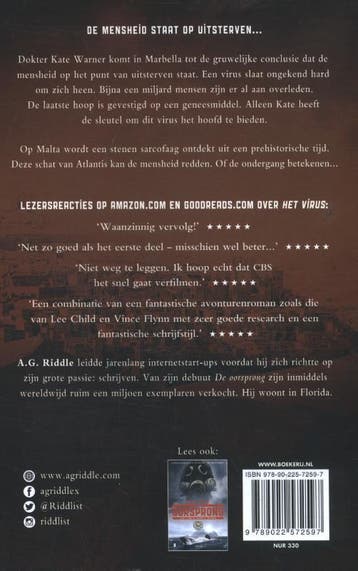 Het virus / Atlantis / 2 9789022572597 A.G. Riddle, Boeken, Verzenden, Gelezen, A.G. Riddle