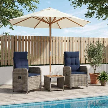 vidaXL Tuin loungeset 3 st PE Rattan en Poeder-Coated Staal, Huis en Inrichting, Overige Huis en Inrichting, Verzenden, Nieuw