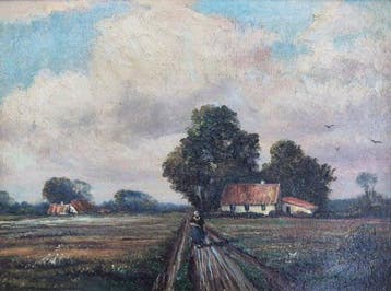 Duitse school (XX) - Ländlicher Feldweg mit Kate