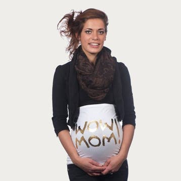 Op en Top Zwanger Zwangerschaps Buikband Wow Mom Wit/Goud, Verzenden, Nieuw