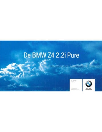 2004 BMW Z4 2.2I PURE BROCHURE NEDERLANDS, Boeken, Nieuw, BMW, Author