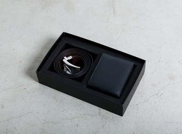 Geschenkset - Portemonnee (Zwart) met Omkeerbare Leren Riem, Verzenden, Nieuw