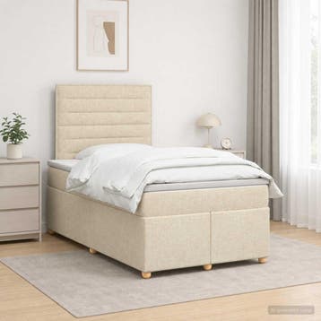 vidaXL Boxspringbed met matras Crèmekleurig 120 x 200 cm, Verzenden, Nieuw, Twijfelaar, Crème