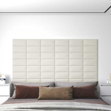 vidaXL Wandhoofdbord 12 st Crèmekleurig Fluweel, Verzenden, Nieuw, Crème, Stof