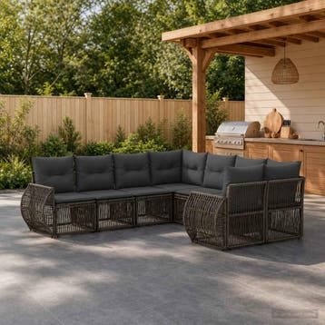 vidaXL Tuinbankenset 8 st 8-Aantal zitplaatsen Grijs poly, Verzenden, Nieuw, 8 zitplaatsen
