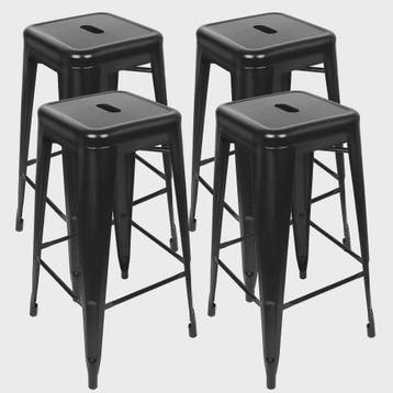 Set van 4 Industriële Barkrukken Metaal Zwart - 76cm Hoog, Huis en Inrichting, Verzenden, Nieuw