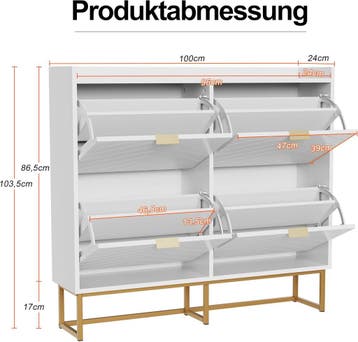 Schoenenkast - Schoenenrek - 100x103,5x24 cm - Wit - UEV, Verzenden, Zo goed als nieuw