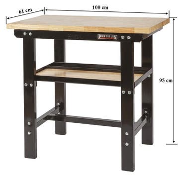 Werkbank 100 cm met hardhouten blad - zwart, Ophalen of Verzenden, Nieuw