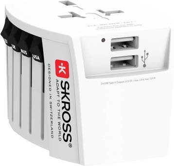 Universele reisadapter - Compleet met 2 USB-laadaansluitinge, Verzenden, Zo goed als nieuw