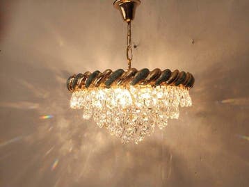 Lamp - Prachtige cascade-kroonluchter in Mid-Century-stijl,, Antiek en Kunst