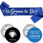 Groom to Be set wit zwart en goudkleurig 22-delig, Verzenden, Nieuw, Wit, Ivoor of Crème, Accessoires