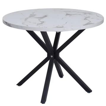 Nordic Ronde Tafel – Houten Salontafel met Marmeren Look, Huis en Inrichting, Tafels | Eettafels, 50 tot 100 cm, 100 tot 150 cm