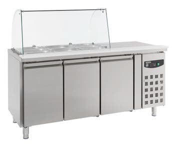 Combisteel Saladette 3 X 1/1 GN | RVS | 3 Deuren Met Glasops, Ophalen of Verzenden, Nieuw