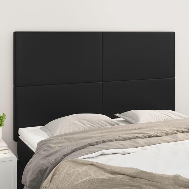 vidaXL Hoofdbord zwart 144x5x118/128 cm kunstleer, Huis en Inrichting, Slaapkamer | Bedden, Zwart, Nieuw, Overige materialen, Verzenden