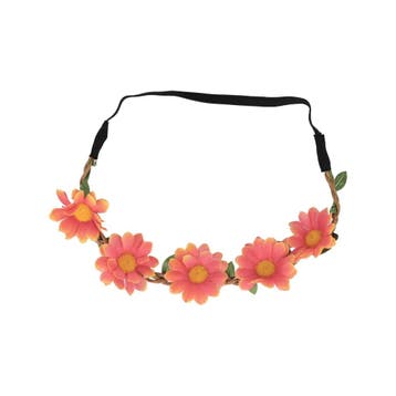 Haarband Bloemen – Gevlochten  – Oranje Roze, Nieuw