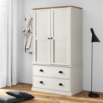 vidaXL Kledingkast VIGO 90x55x170 cm massief grenenhout wit, Huis en Inrichting, Kasten | Kledingkasten, Verzenden, Nieuw
