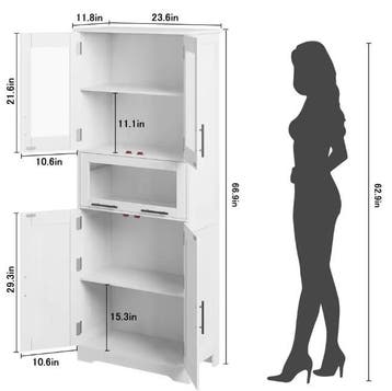 Smalle Hoge Badkamerkast – Vrijstaand met Planken (170 cm), Verzenden, Nieuw